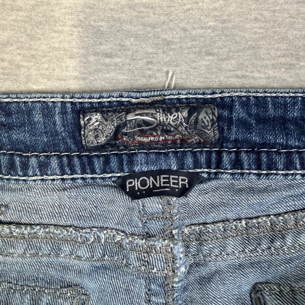 Silver Jeans Co Pioneer Distressed Bootcut Jeans Blue W1579SJ8398 Womens 18 L33 - Picture 7 of 13